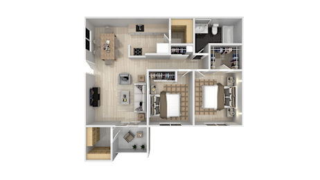 2 Bedroom 1 Bath Floor Plan at The Maddox Sunnyvale, California, 94087