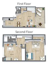 a floor plan of a first floor and a second floor
