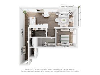 Floor Plan  1 BEDROOM CORNER-2
