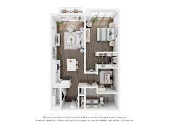 Floor Plan  1 BEDROOM+DEN-1