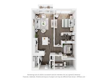 Floor Plan  1 BEDROOM+DEN-3