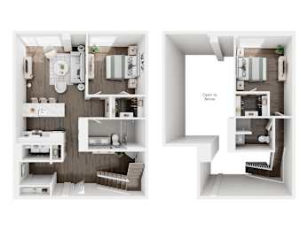 Floor Plan  A diagram showing a floor plan of a small apartment.
