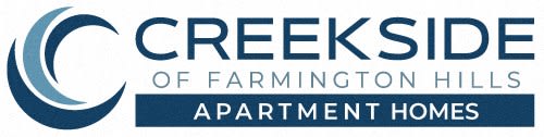 The image is a logo for a company named "CREEKSIDE OF FARMINGTON HILLS APARTMENT HOMES".