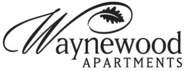 The image is a logo of a company named "Waynewood Apartments".