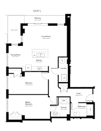 A black and white image of a floor plan for Unit L.