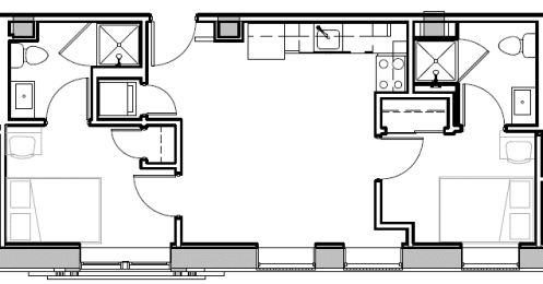 a floor plan of a small house with a bedroom and a living room