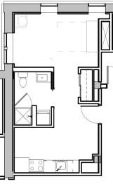 a floor plan of a house with a bedroom and a living room