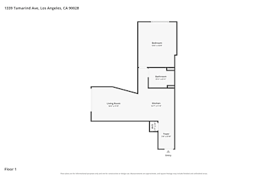 A floor plan for a property at 1339 Tamarind Ave, Los Angeles, CA 90028.