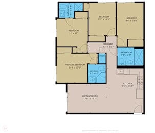 A floor plan of a house with a living/dining area of 176 x 102.
