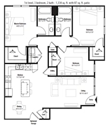 A black and white image of a house floor plan.