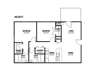 Floor Plans of Greenbrier Apartments in Sellersburg, IN