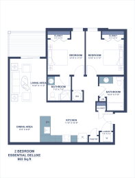 a floor plan of a unit with a bedroom and a living room