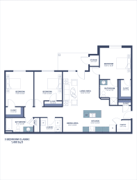 the typical floor plan of a 3 bedroom apartment