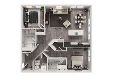 A diagram of a house layout with labeled rooms.