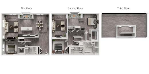 A diagram shows the layout of a house with three floors.