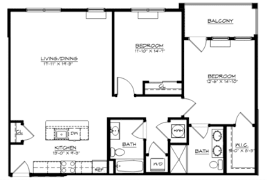 2Bed 2Bath-J at The Franklin at Hillsborough Apartments, Des Moines