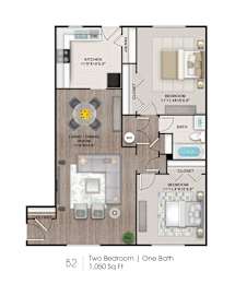the floor plan  two bedroom  one bath