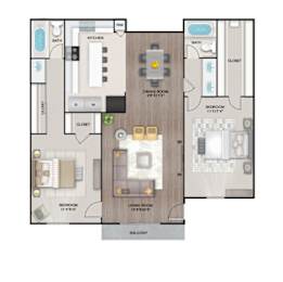 B2 Floor Plan at Latitude 2976, Houston, TX 77042
