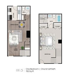 1 bed 1.5 bath at The Lorient Apartments, Pensacola
