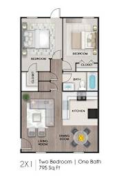2 bed 1 bath at The Lorient Apartments, Florida
