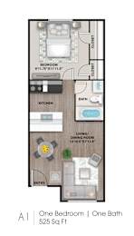 a floor plan of a one bedroom unit with a bathroom