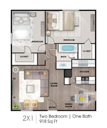 2 bed 1 bath at Villas del Tesoro Apartments, Texas