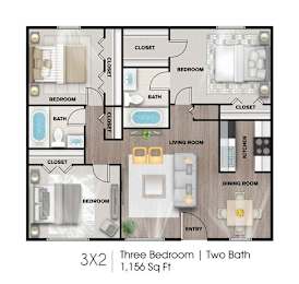 3 bed 2 bath at Villas del Tesoro Apartments, Dallas