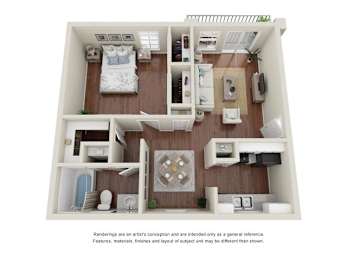 a 3d drawing of a floor plan with a bedroom