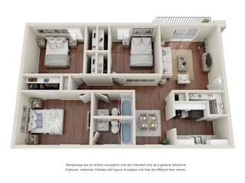 a 3d drawing of a floor plan with a bedroom