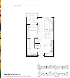 A floor plan for a unit at 130 Park shows the layout of the bedrooms, bathrooms, and common areas.