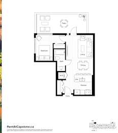 A floor plan for a property rental at RentAtCapstone.ca is displayed.