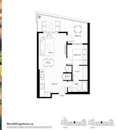 A black and white image of a floor plan for a two-story apartment.