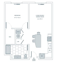 a floor plan of a 1 bedroom floor plan