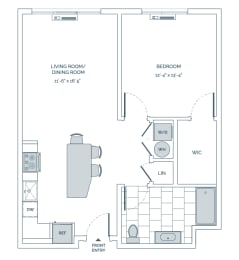 a floor plan of a 1 bedroom floor plan