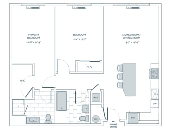 a floor plan of a bedroom floor plan with a bathroom and a living room