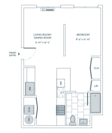 a floor plan of a living room with a kitchen and a dining room