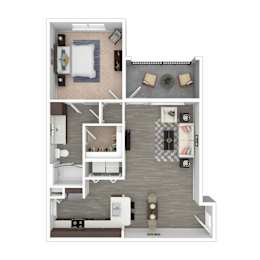 1 Bed 1 Bath Floor Plan