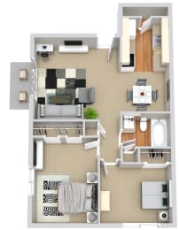  Floor Plan 2 Beds | 1 Bath