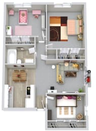  Floor Plan 3 Beds | 1 Bath