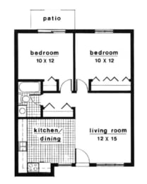  Floor Plan 2 BEDS | 1 BATH