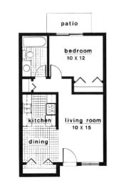 a floor plan of a small house with bedrooms and a living room