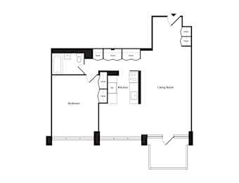 1-bedroom and 1-bathroom
