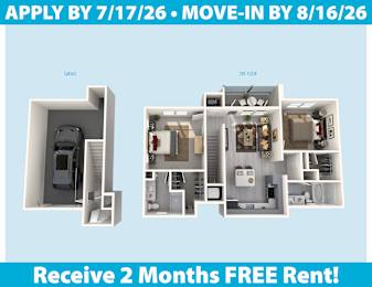 Apartment layout with a garage and second floor.