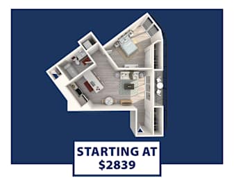 A 3D diagram of a house layout with the text "STARTING AT $2839" below it.