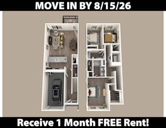 Apartment layout with a kitchen, living room, and bathroom.
