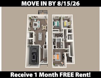 A promotional image for a free one month rent offer for a move-in by a certain date.