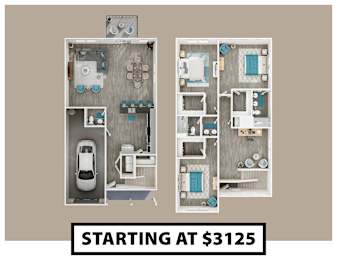 A floor plan of a small apartment with a kitchen, living room, and bathroom.