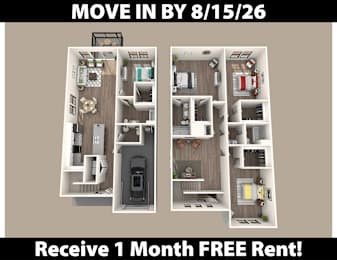 A poster advertising a free one month rent for a move in by the 26th of August.