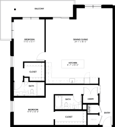 2 bedroom 2 bath D at The Pearl, Fort Wayne, Indiana