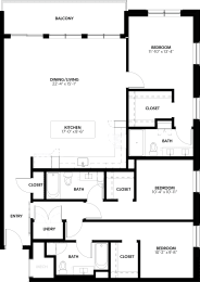 3 bedroom 2 bath A at The Pearl, Fort Wayne, 46802